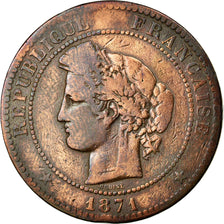 Monnaie, France, Cérès, 10 Centimes, 1871, Paris, TB, Bronze, KM:815.1