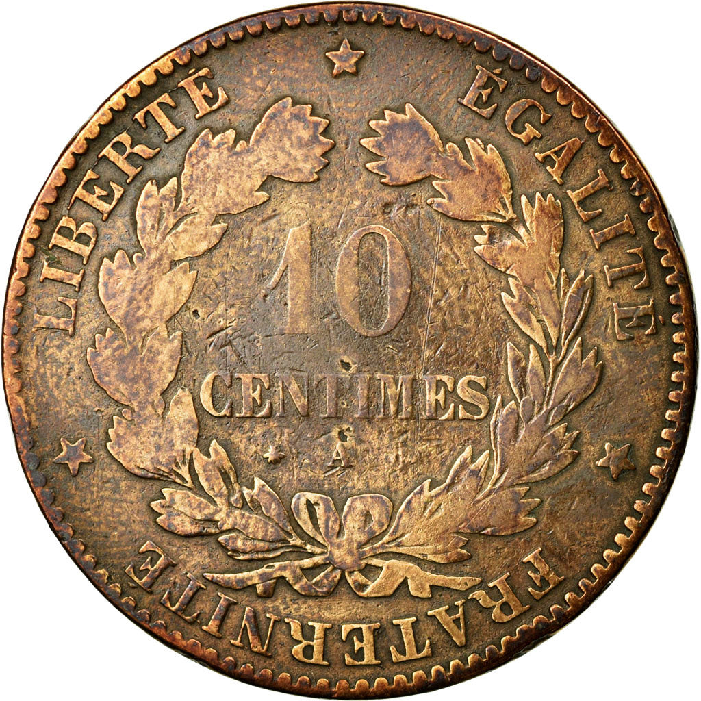 Coin, France, Cérès, 10 Centimes, 1873, Paris, VF(20-25), Bronze, KM:815.1