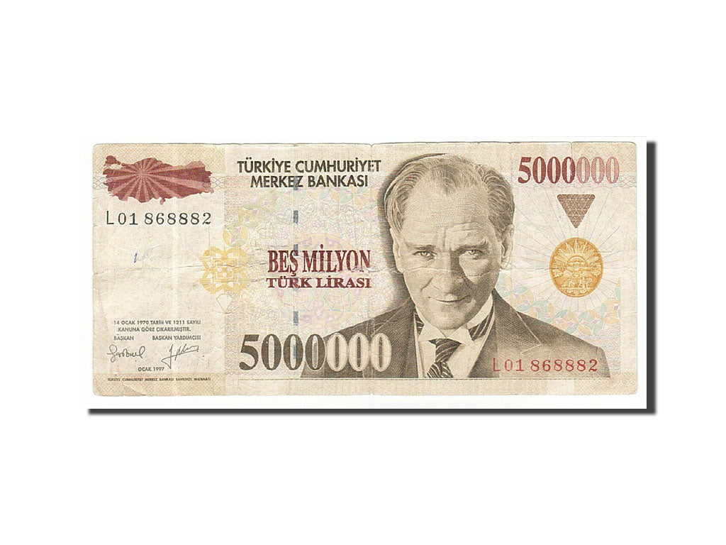 Turkey, 5,000,000 Lira, 1997, KM #210, VG(8-10), L01868882