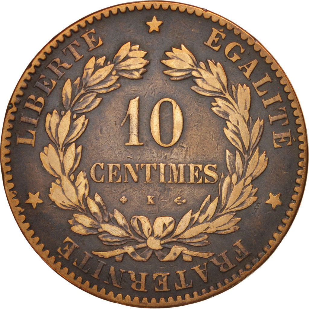 Coin, France, Cérès, 10 Centimes, 1874, Bordeaux, VF(20-25), Bronze, KM:815.2