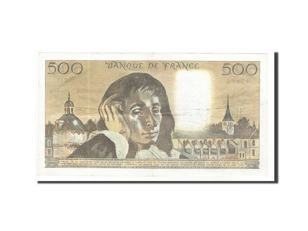 France, 500 Francs, 500 F 1968-1993 ''Pascal'', 1987, KM #156f, 1987-01-08,...