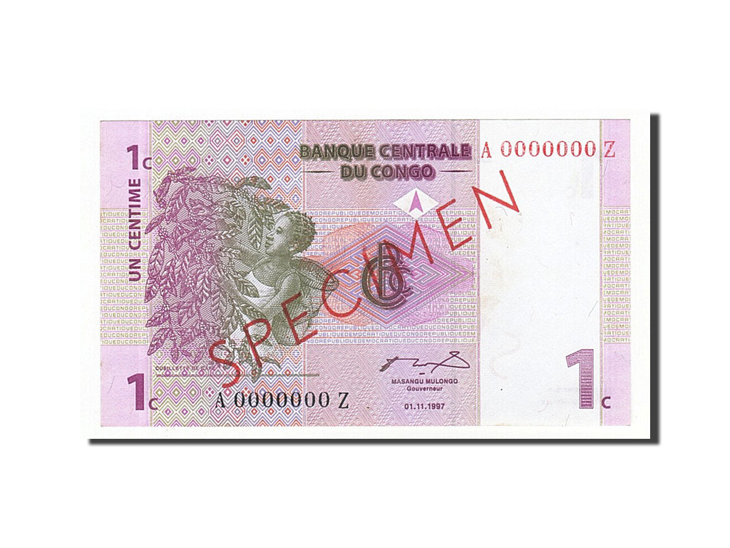 Banknote, Congo Democratic Republic, 1 Centime, 1997, 1997-11-01, UNC(60-62)