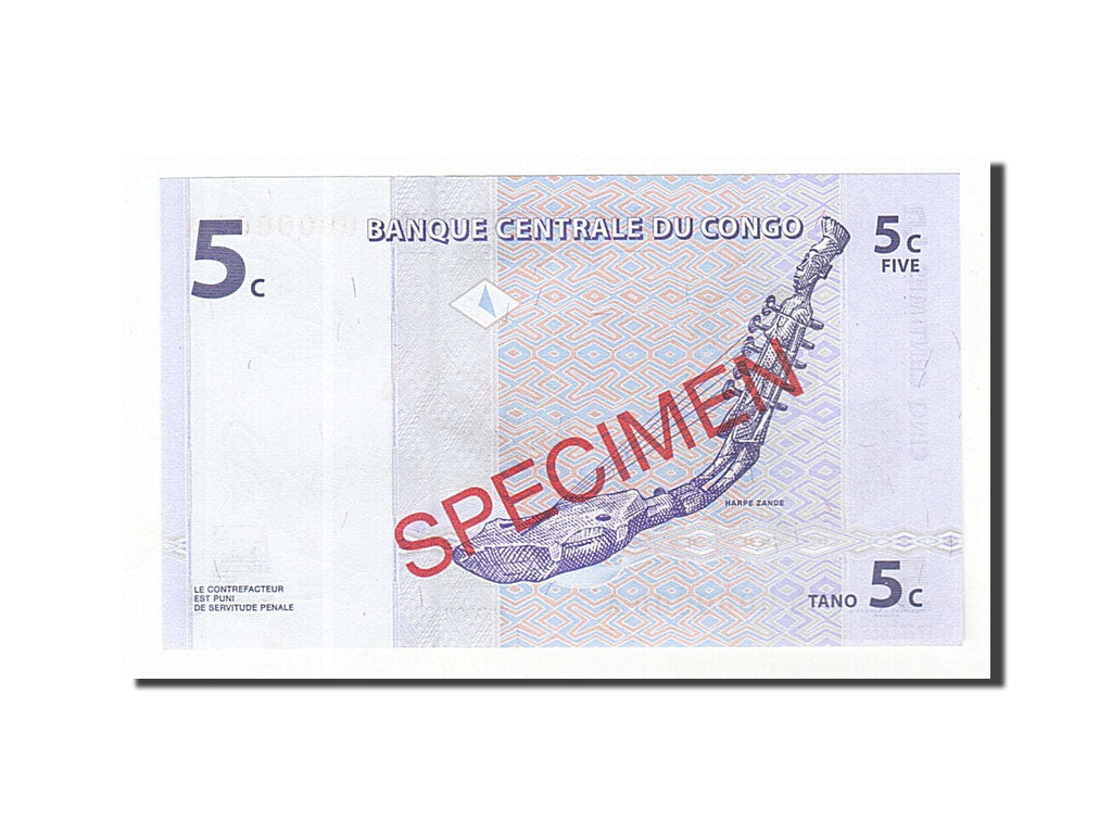 Banknote, Congo Democratic Republic, 5 Centimes, 1997, 1997-11-01, UNC(63)