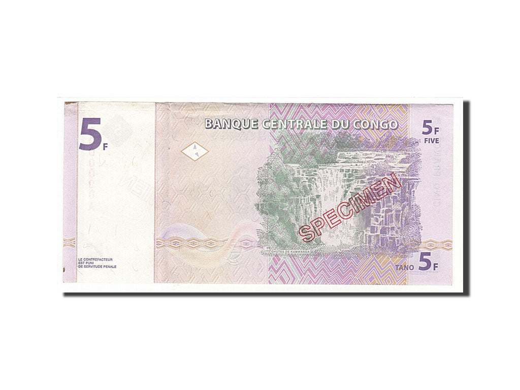 Banknote, Congo Democratic Republic, 5 Francs, 1997, 1997-11-01, AU(55-58)