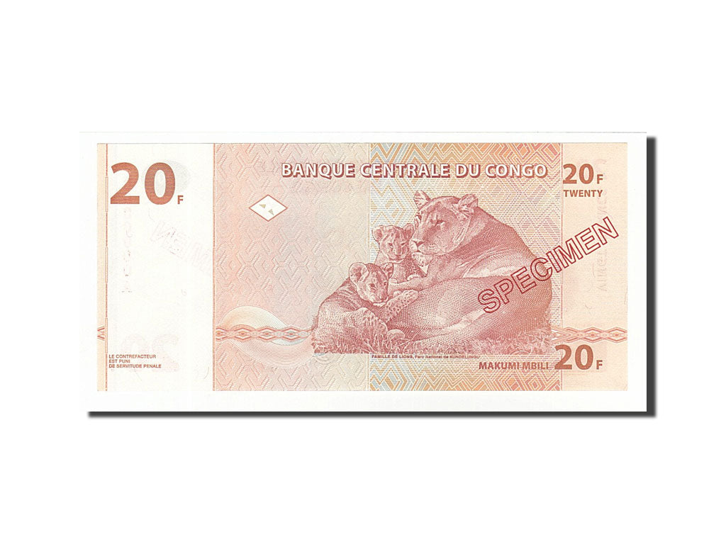 Banknote, Congo Democratic Republic, 20 Francs, 1997, 1997-11-01, UNC(65-70)