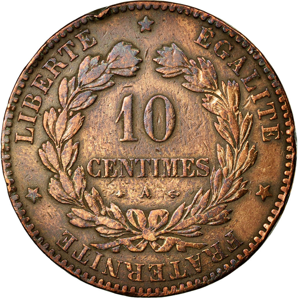 Coin, France, Cérès, 10 Centimes, 1877, Paris, F(12-15), Bronze, KM:815.1