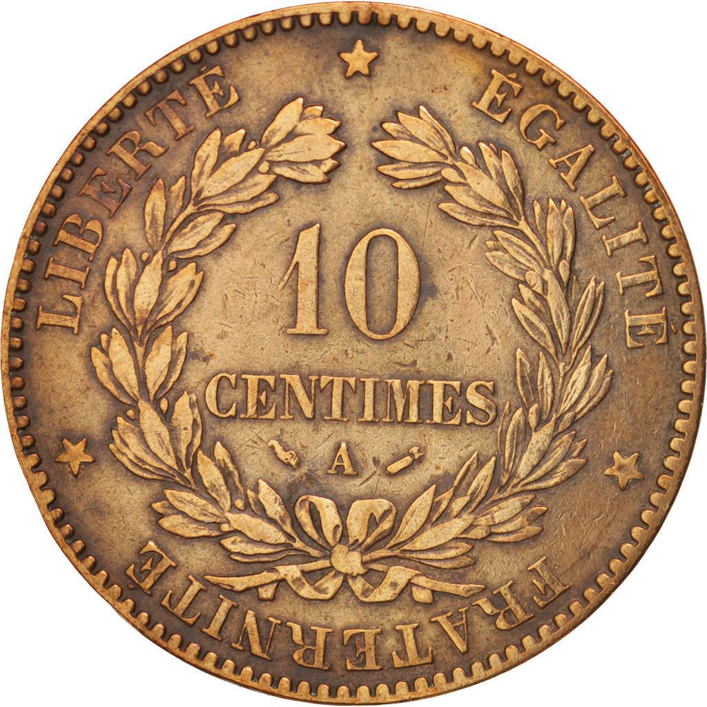 Monnaie, France, Cérès, 10 Centimes, 1880, Paris, TB+, Bronze, KM:815.1