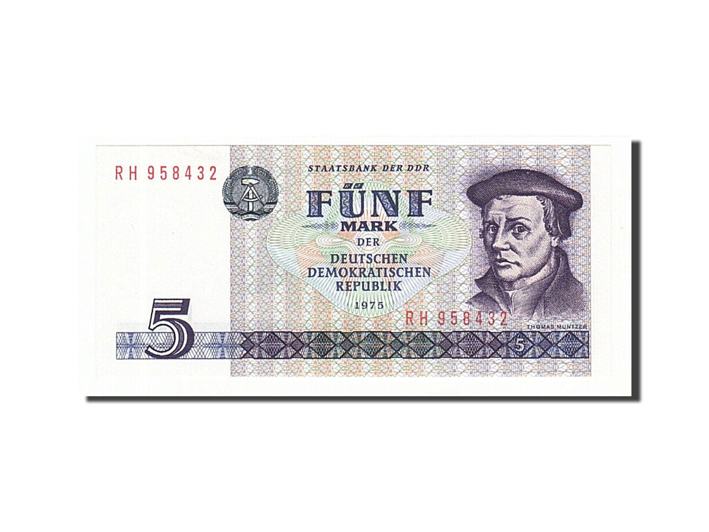 Geldschein, Deutsche Demokratische Republik, 5 Mark, 1975, UNZ