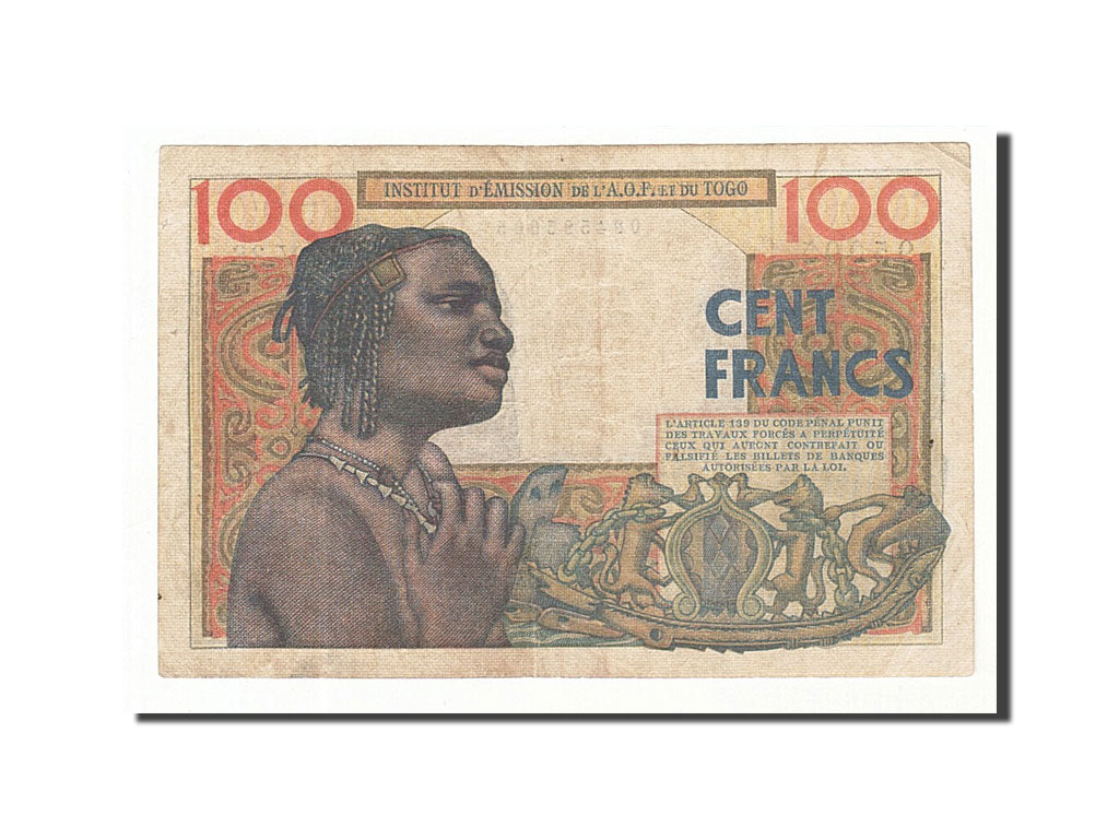 French West Africa, 100 Francs, 1957, KM #46, 1957-05-20, VF(30-35), V.38 95005