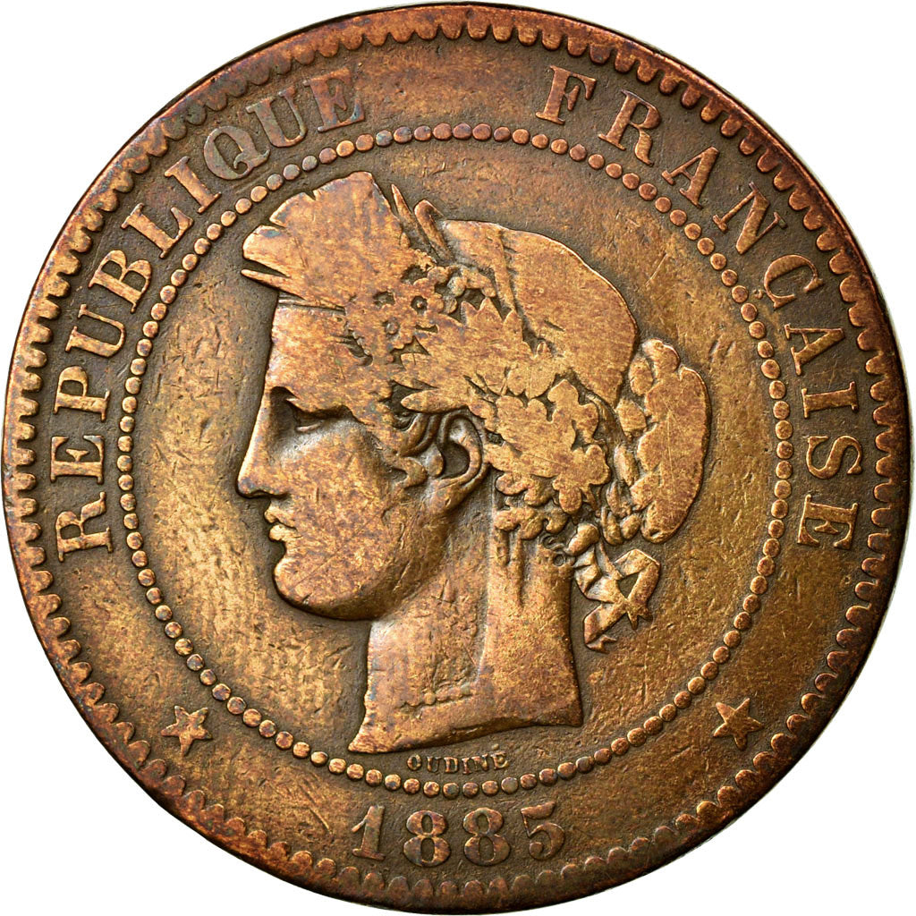 Moneda, Francia, Cérès, 10 Centimes, 1885, Paris, BC, Bronce, KM:815.1