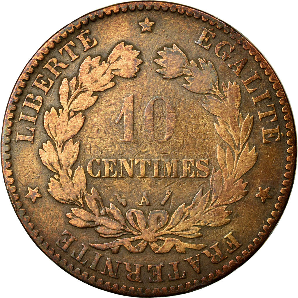 Moneda, Francia, Cérès, 10 Centimes, 1885, Paris, BC, Bronce, KM:815.1