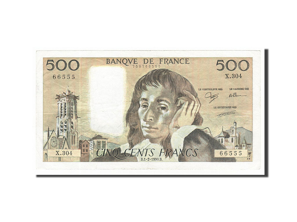 Billet, France, 500 Francs, 500 F 1968-1993 ''Pascal'', 1990, 1990-02-01, TB