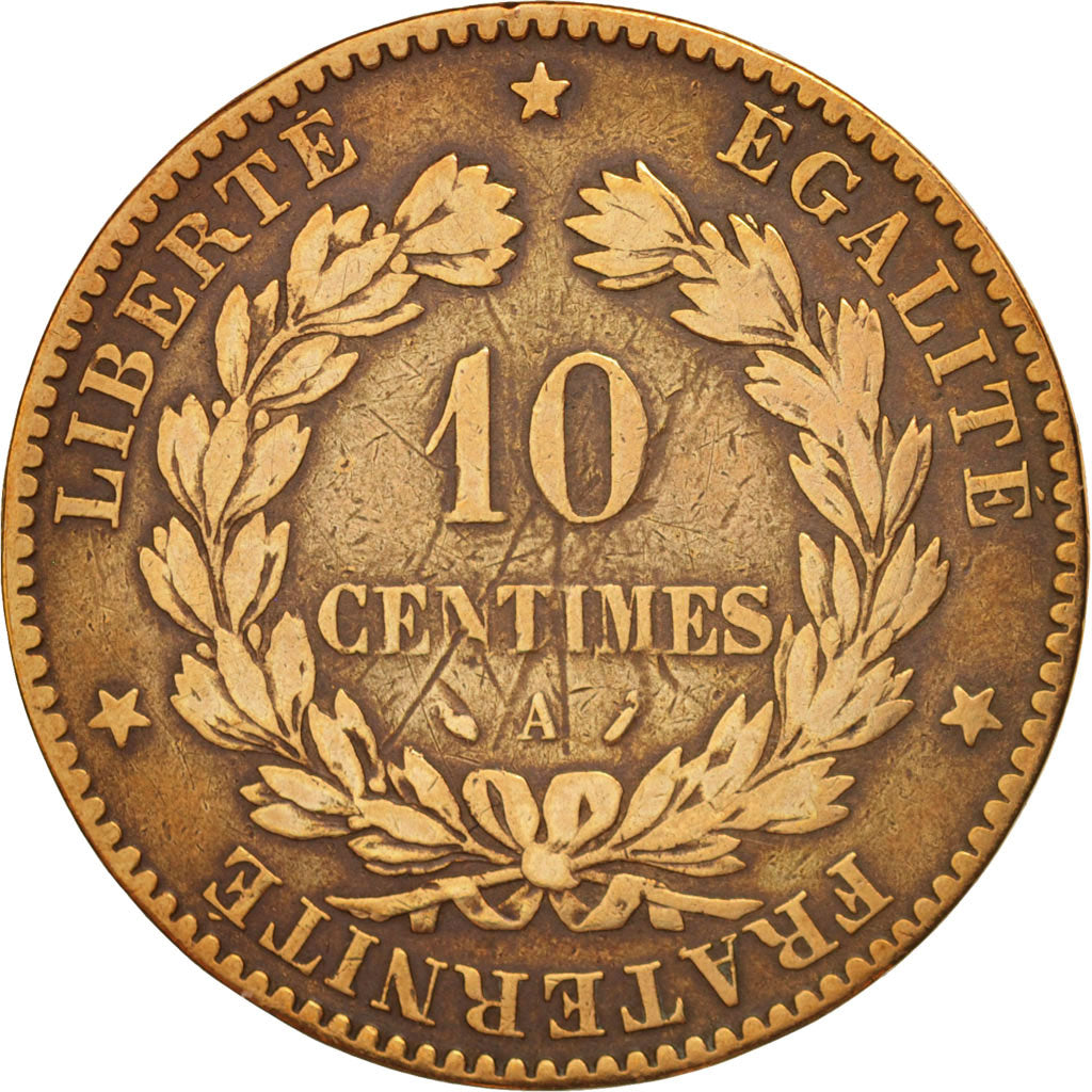 France, Cérès, 10 Centimes, 1888, Paris, F(12-15), Bronze, KM:815.1, Gadoury265a