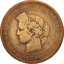 France, Cérès, 10 Centimes, 1891, Paris, VG(8-10), Bronze, KM:815.1, Gadoury265a