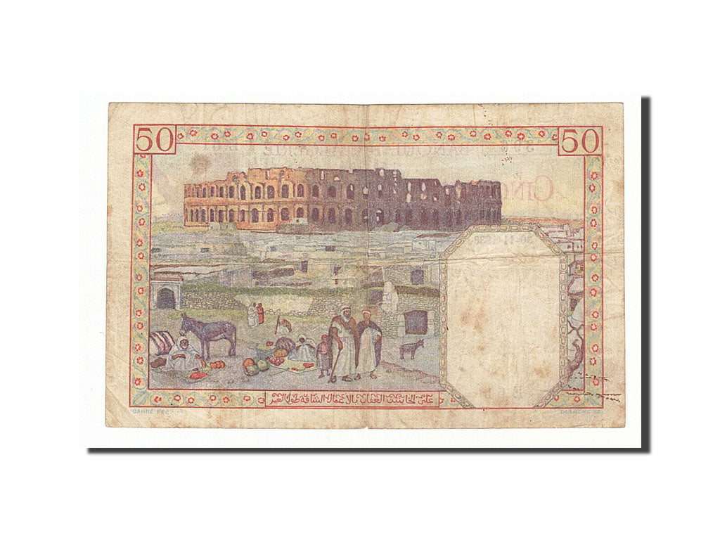 Tunisia, 50 Francs, 1938, KM #12a, 1938-11-30, VF(30-35), E.61