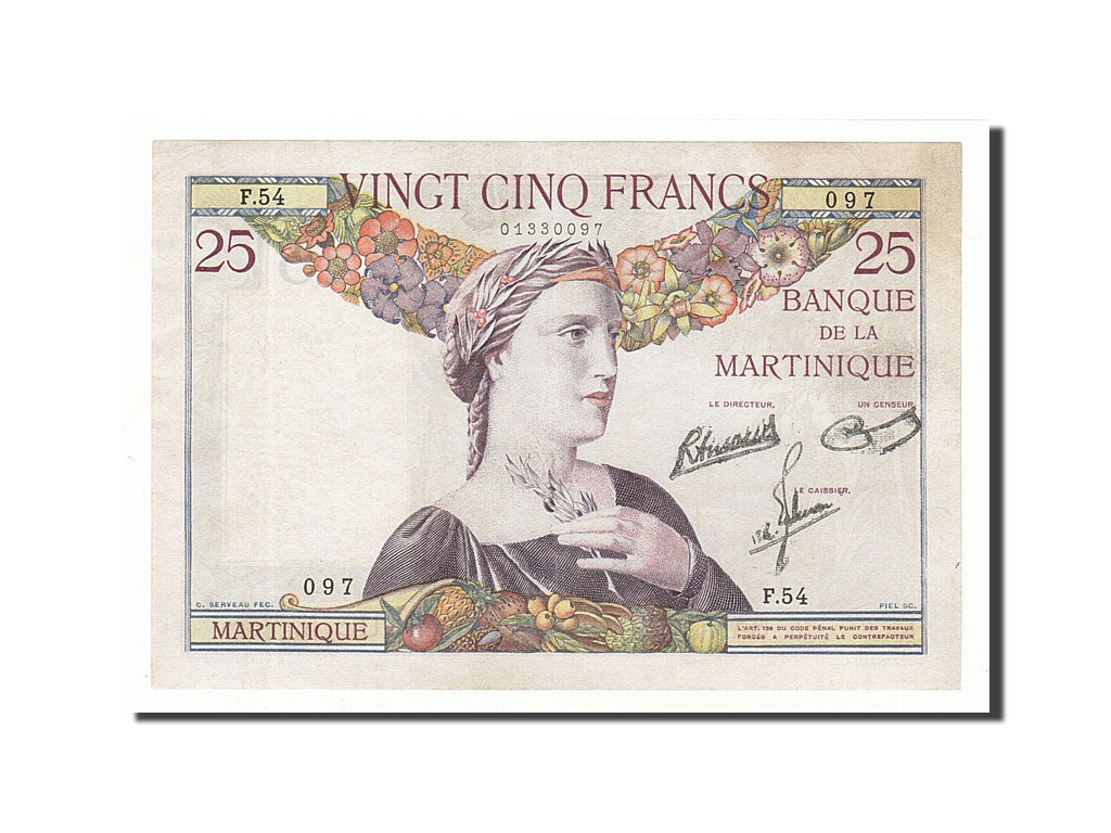Billet, Martinique, 25 Francs, 1930, SUP