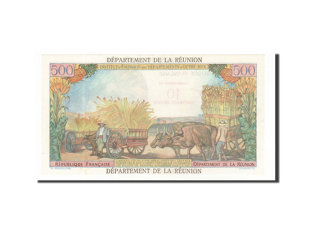Billet, Réunion, 10 Nouveaux Francs on 500 Francs, 1971, NEUF