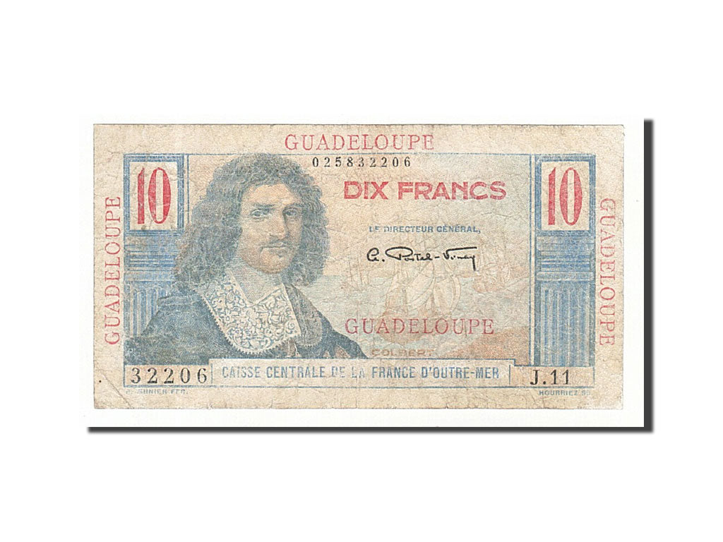 Guadeloupe, 10 Francs, 1947, KM #32, VF(20-25), J.11