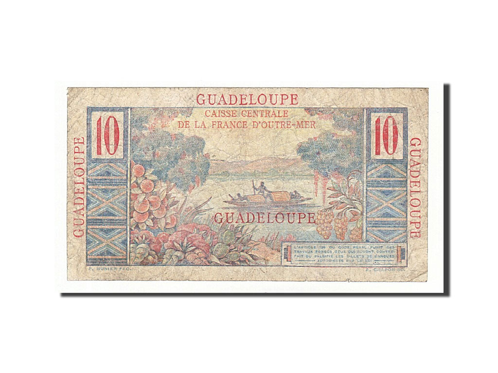 Guadeloupe, 10 Francs, 1947, KM #32, VF(20-25), J.11
