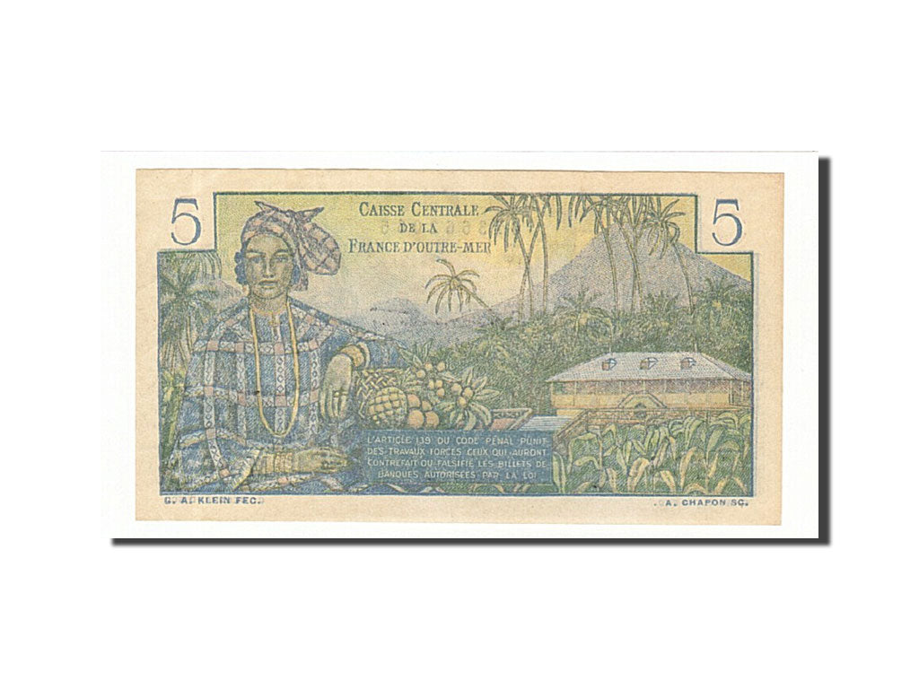 Guadeloupe, 5 Francs, 1947, KM #31, EF(40-45), M.30