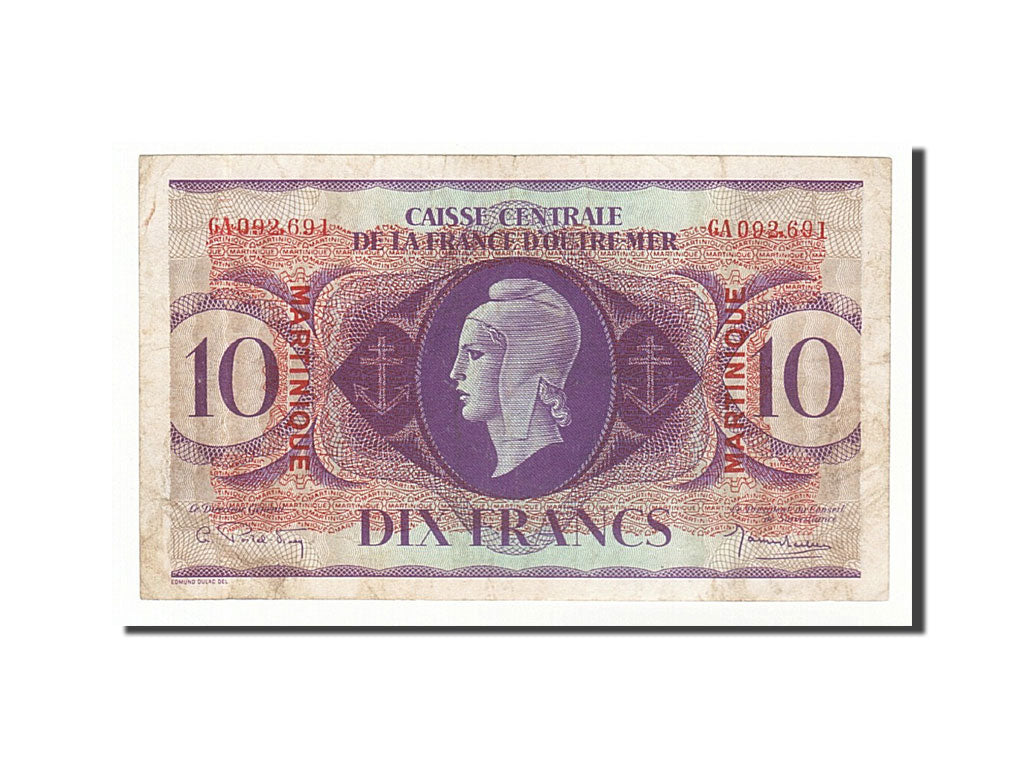 Martinique, 10 Francs type Marianne de Dulac
