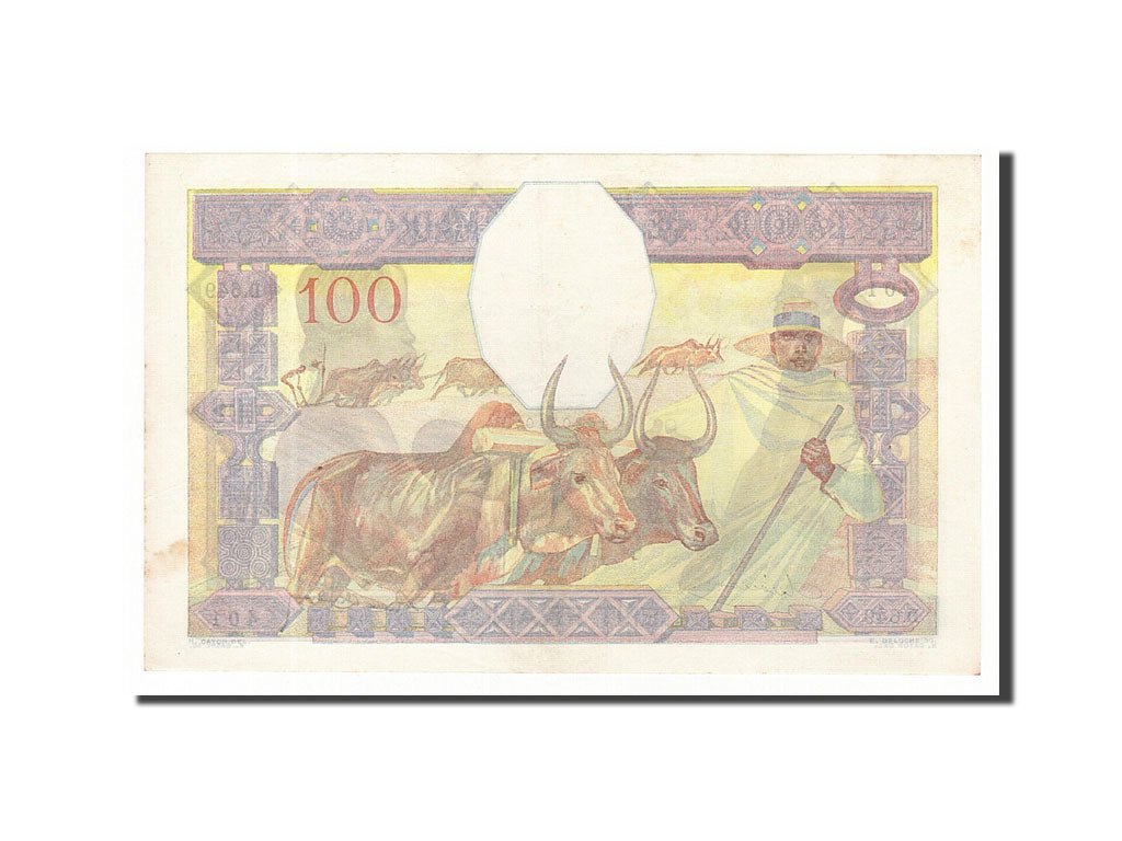 Banknote, Madagascar, 100 Francs, 1937, AU(55-58)