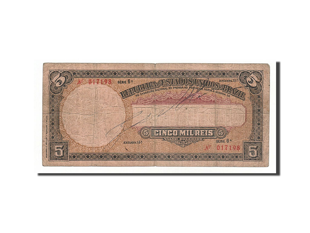 Brazil, 5 Mil Reis, 1918, KM #25, VF(20-25), 017198