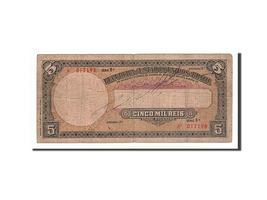 Brazil, 5 Mil Reis, 1918, KM #25, VF(20-25), 017198