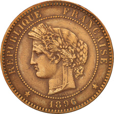 France, Cérès, 10 Centimes, 1896, Paris, EF(40-45), Bronze, KM:815.1,Gadoury265a