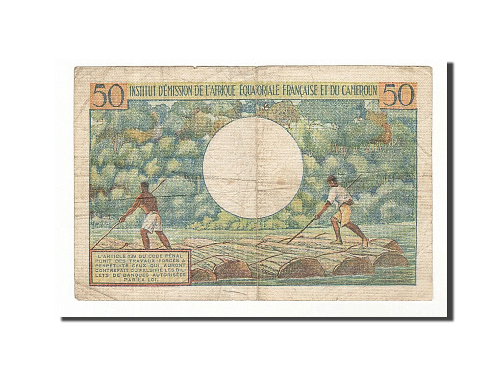 French Equatorial Africa, 50 Francs, 1957, KM #31, VF(20-25), L.13