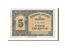 Morocco, 5 Francs, 1943, KM #24, 1943-08-01, AU(50-53), 4721955