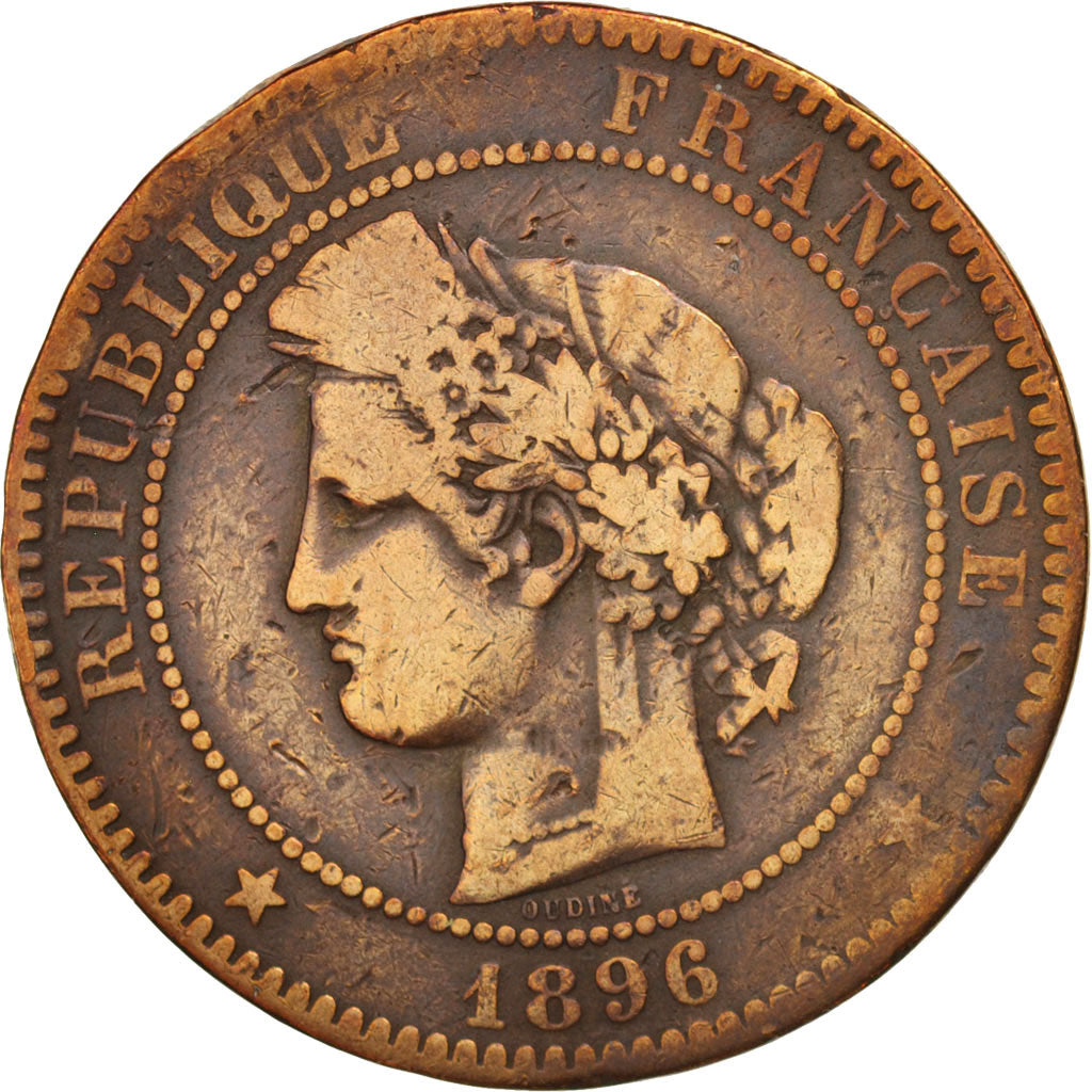 France, Cérès, 10 Centimes, 1896, Paris, VG(8-10), Bronze, KM:815.1, Gadoury265a