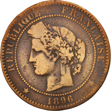 France, Cérès, 10 Centimes, 1896, Paris, VG(8-10), Bronze, KM:815.1, Gadoury265a