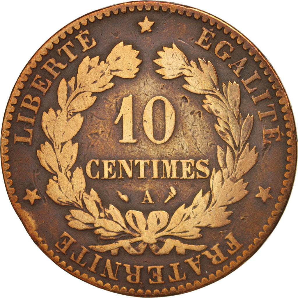 France, Cérès, 10 Centimes, 1896, Paris, VG(8-10), Bronze, KM:815.1, Gadoury265a