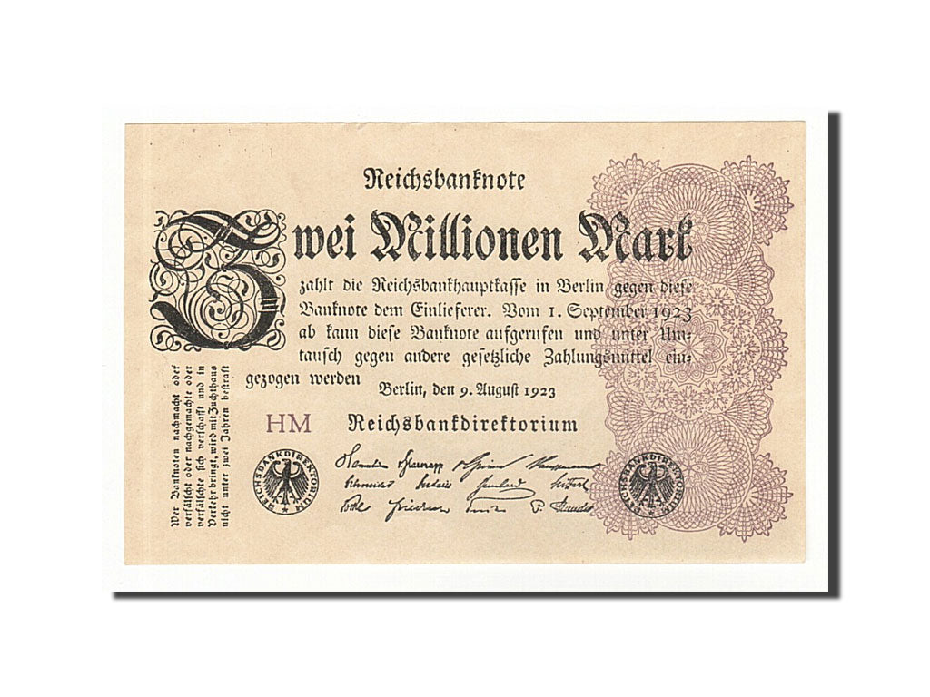 Geldschein, Deutschland, 2 Millionen Mark, 1923, 1923-08-09, VZ+