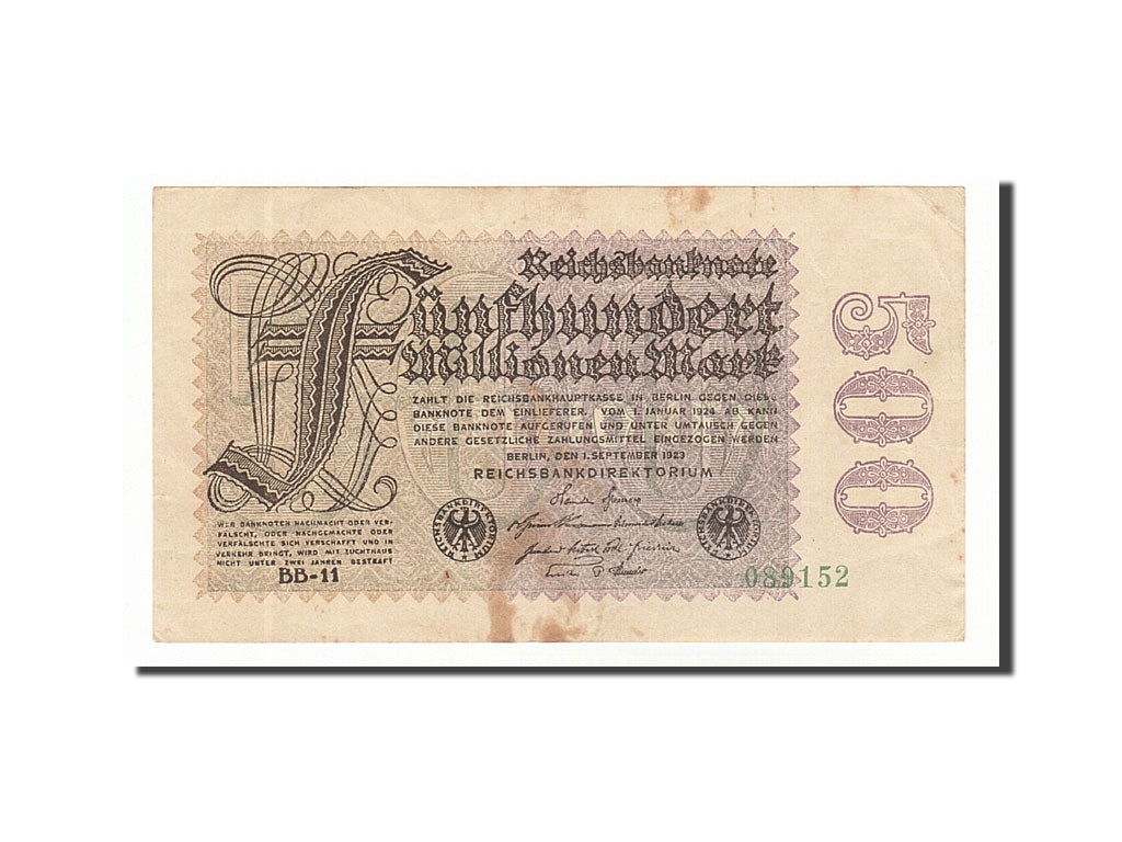 Banknote, Germany, 500 Millionen Mark, 1923, 1923-09-01, AU(55-58)