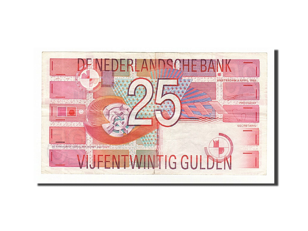 Netherlands, 25 Gulden, 1989, KM #100, 1989-04-05, EF(40-45), 2178230429