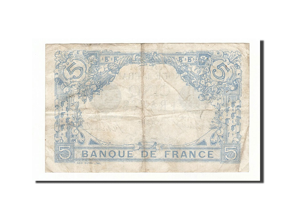 France, 5 Francs, 5 F 1912-1917 ''Bleu'', 1916, KM #70, 1916-12-22, EF(40-45),..