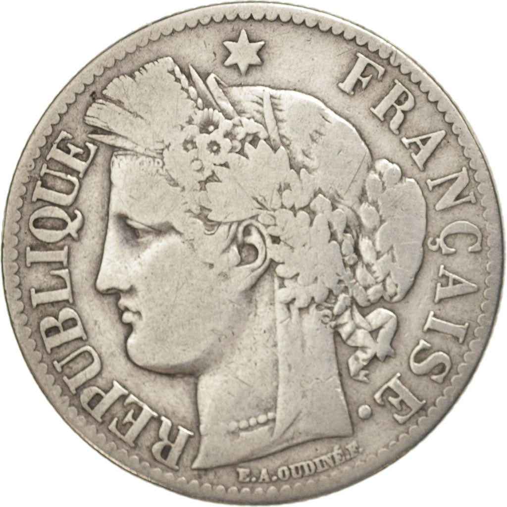 Coin, France, Cérès, 2 Francs, 1871, Bordeaux, F(12-15), Silver, KM:817.2