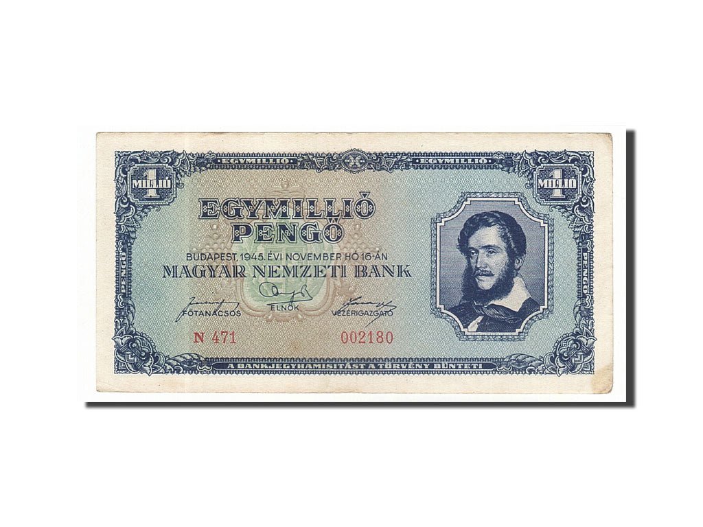 Banknote, Hungary, 1,000,000 Pengö, 1945, 1945-11-16, AU(55-58)