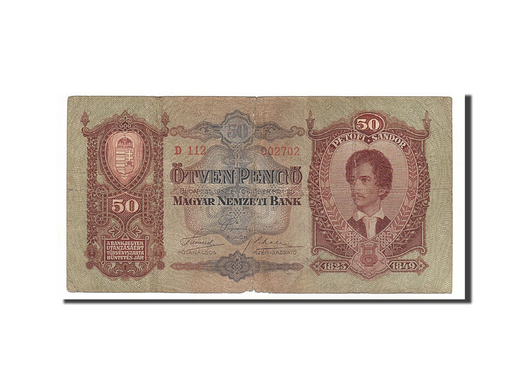 Hungary, 50 Pengö, 1932, KM #99, 1932-10-01, VG(8-10), D112 002702