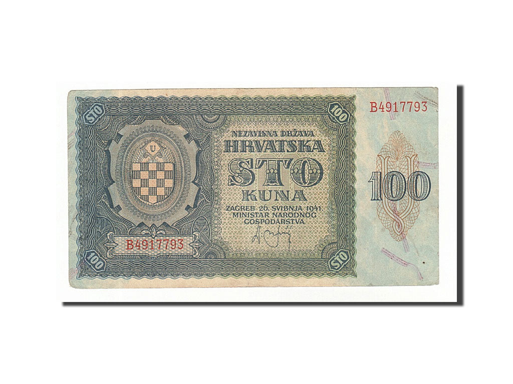 Croatia, 100 Kuna, 1941, KM #2a, 1941-05-26, VF(30-35), B4917793
