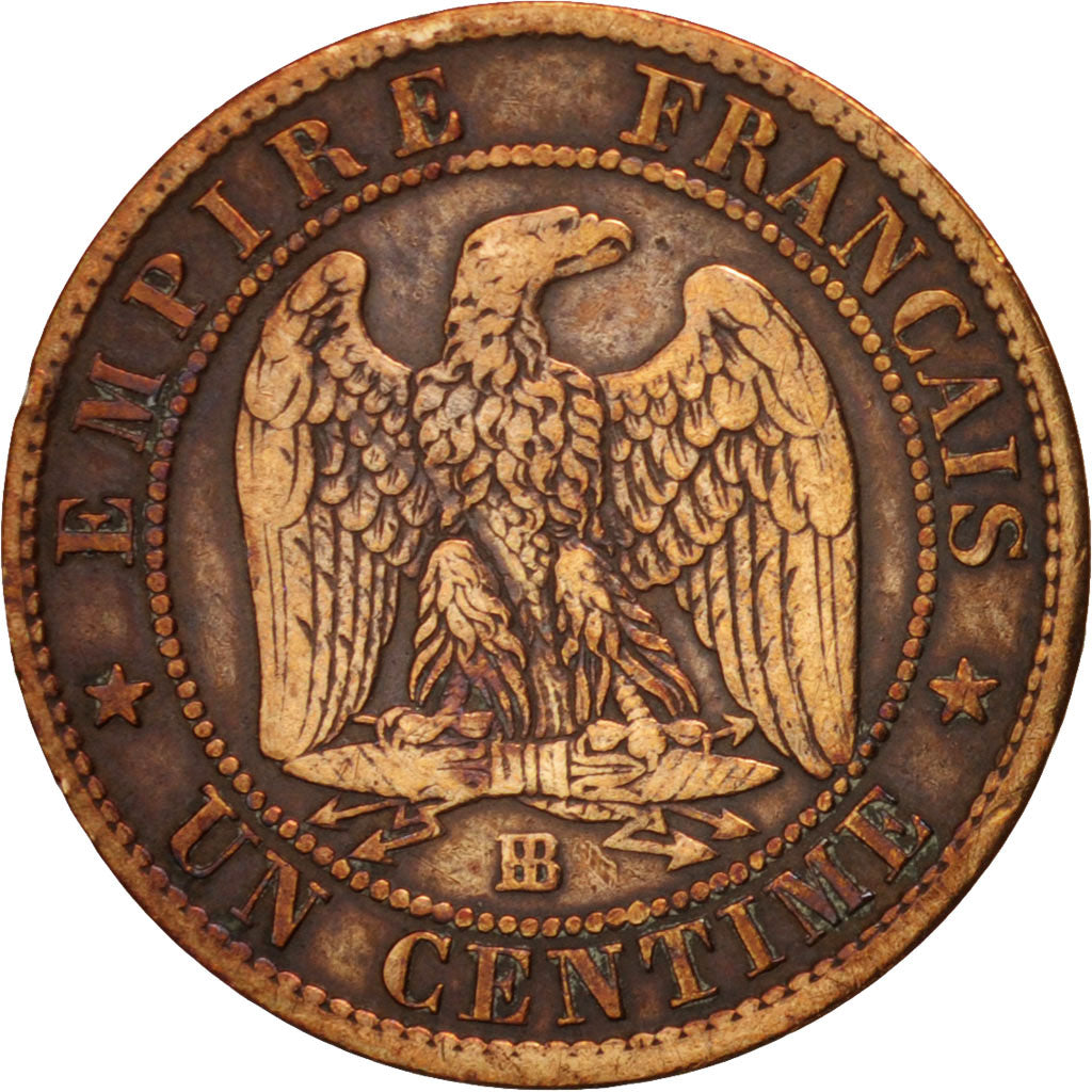 France, Napoleon III, Centime, 1854, Strasbourg, VF(20-25), Bronze, KM 775.3