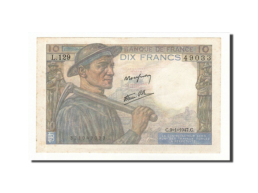 Francia, 10 Francs, 10 F 1941-1949 ''Mineur'', 1947, KM:99e, 1947-01-09, BB