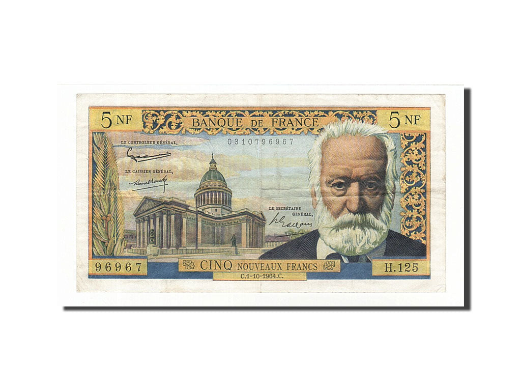 Billet, France, 5 Nouveaux Francs, 5 NF 1959-1965 ''Victor Hugo'', 1964