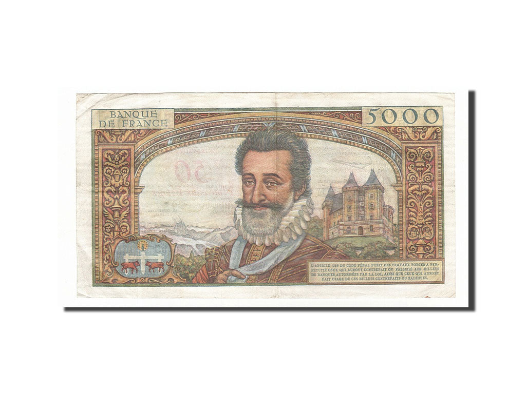 France, 50 Nouveaux Francs on 5000 Francs, 1955-1959 Overprinted with...