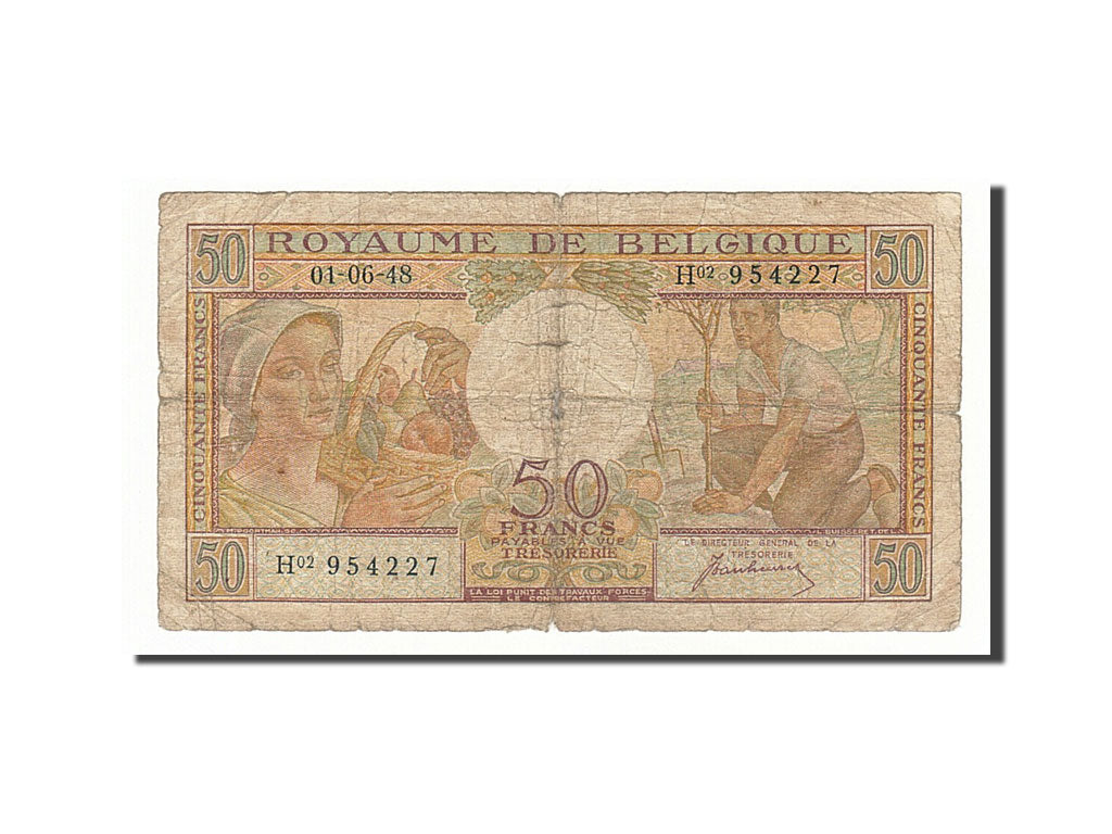 Banknote, Belgium, 50 Francs, 1948, 1948-06-01, F(12-15)