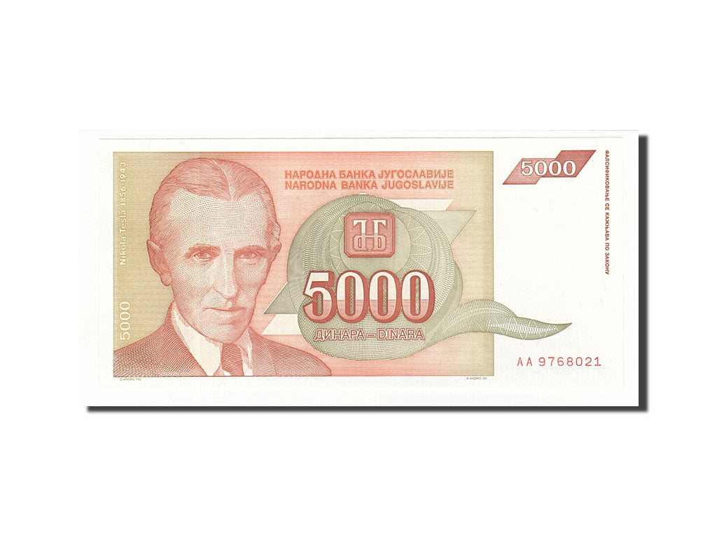Banknote, Yugoslavia, 5000 Dinara, 1993, UNC(65-70)