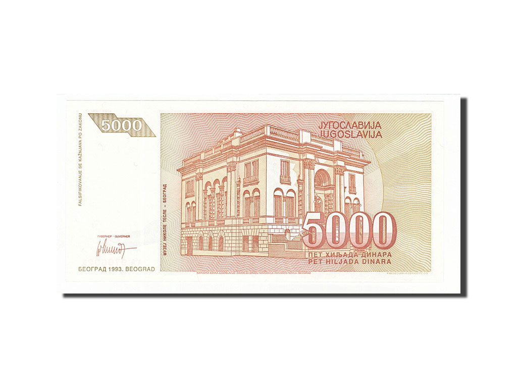 Banknote, Yugoslavia, 5000 Dinara, 1993, UNC(65-70)