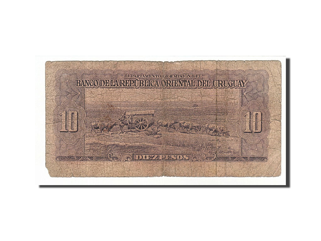 Banknote, Uruguay, 10 Pesos, 1939, VG(8-10)